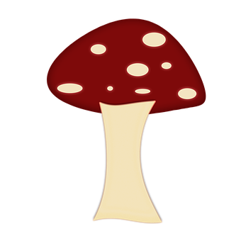 Red Capped Mushroom Graphic PNG with transparent background