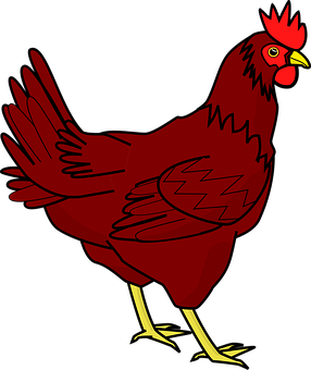 Red Cartoon Chicken Illustration PNG with transparent background