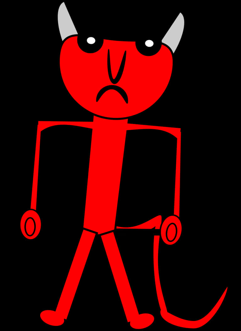 Red Cartoon Devil Standing