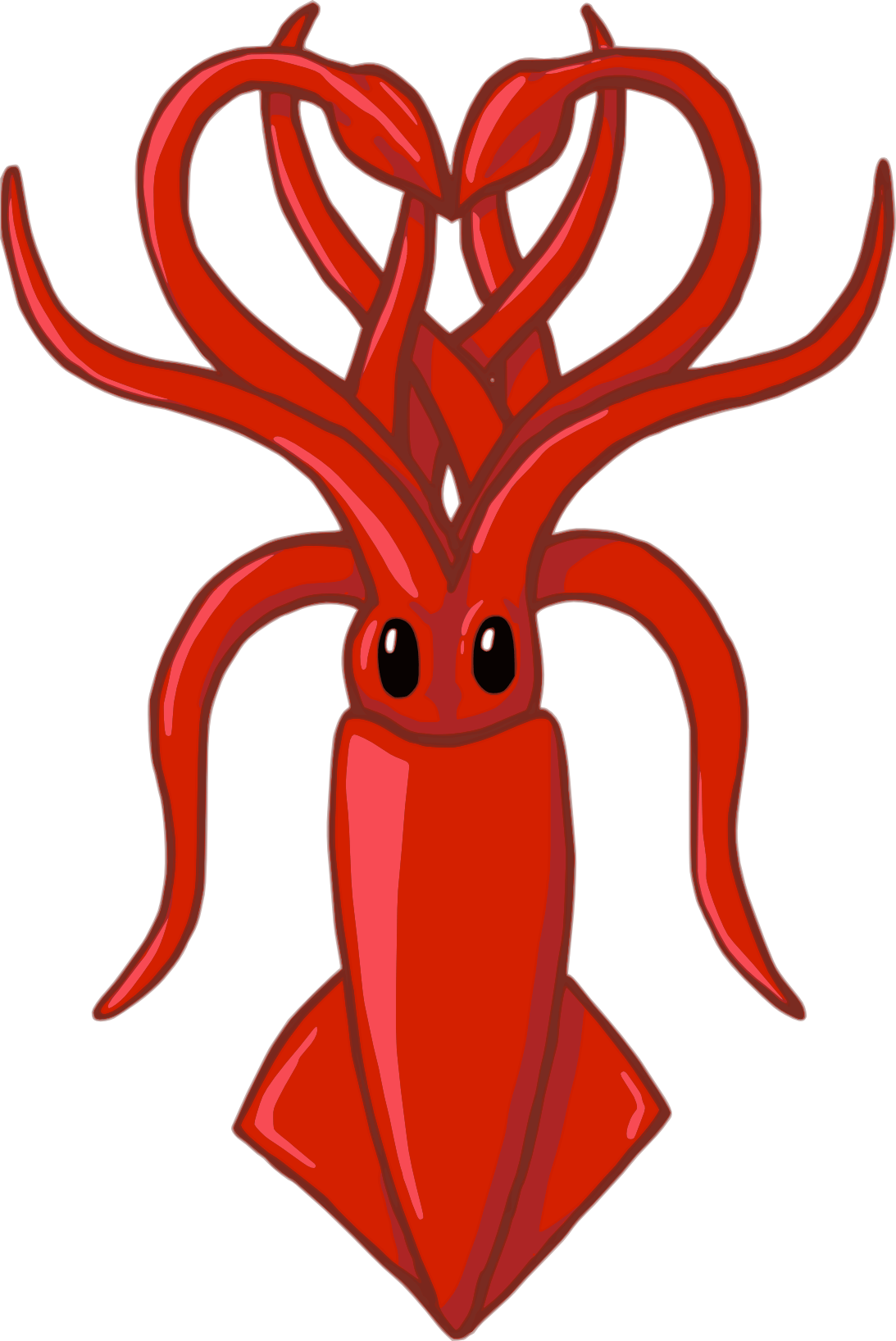 Red Cartoon Squid Illustration