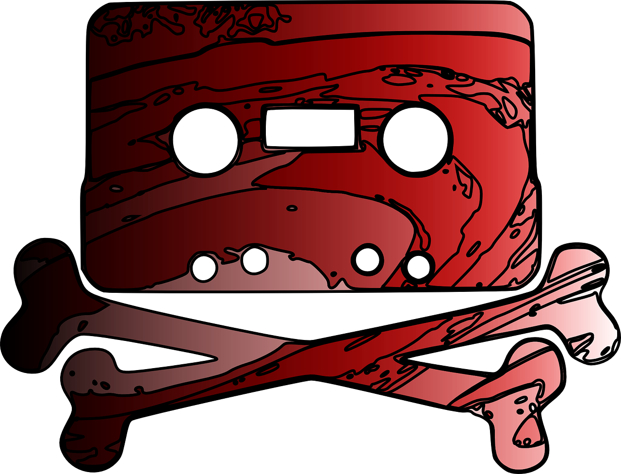 Red Cassette Tapeand Bones Graphic