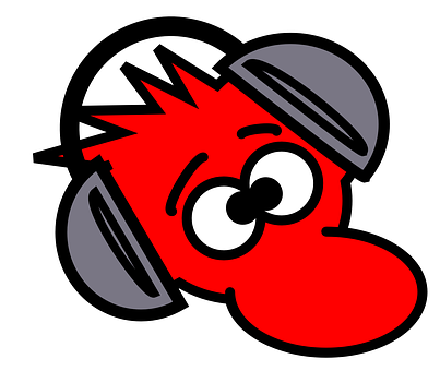 Red Character Headphones Sticker PNG with transparent background