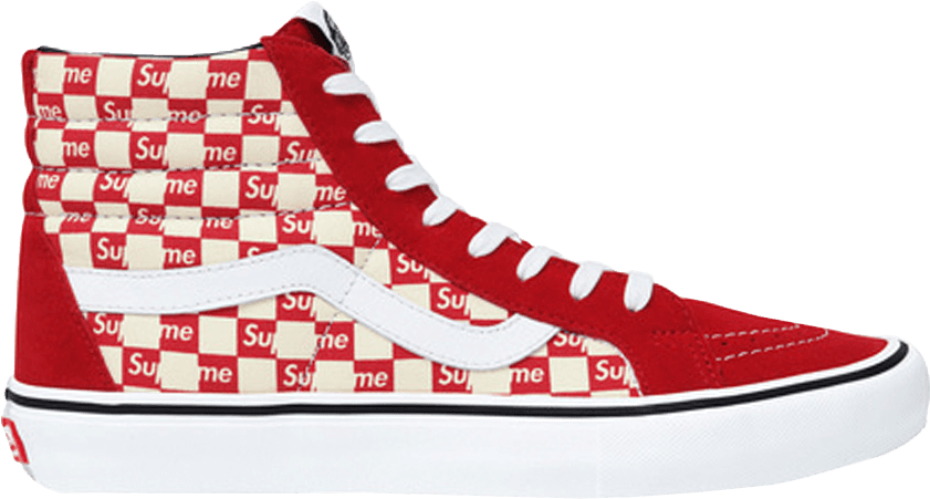 Supreme X Sk8-hi Pro 'checkered Red' - Checkered Vans X Supreme PNG with transparent background