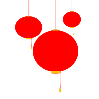 Red Chinese Lanterns Vector PNG with transparent background
