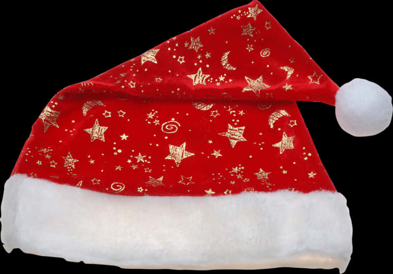 Red Christmas Hatwith Gold Patterns