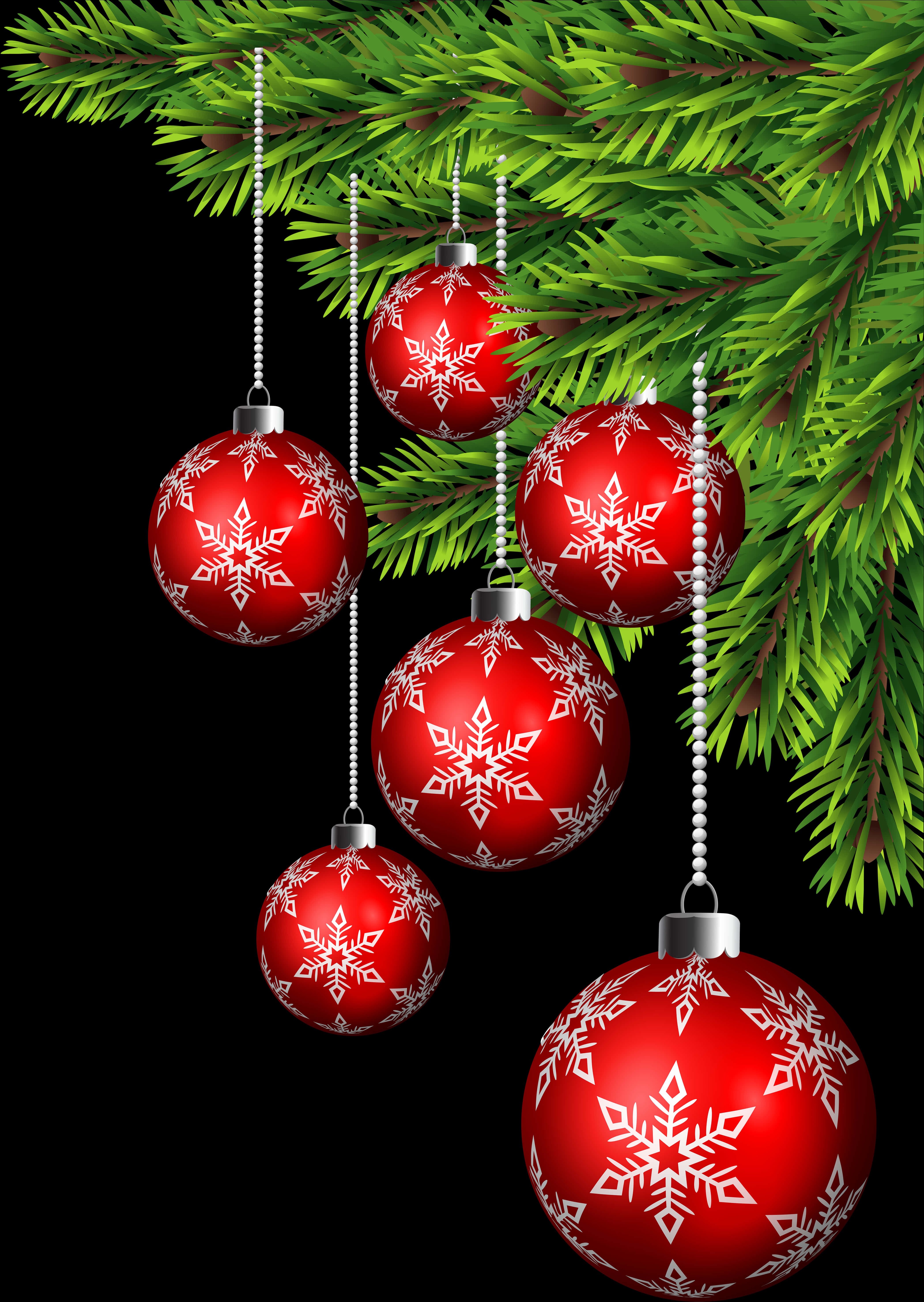Red Christmas Ornaments Hanging PNG image with a transparent background, free high-resolution download