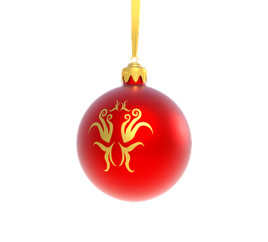 Red Christmas Ornamentwith Golden Design PNG with transparent background