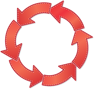 Red Circular Arrow Flow PNG with transparent background