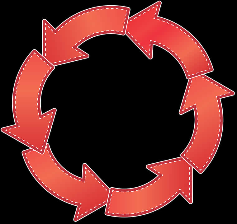Red Circular Arrow Loop PNG with transparent background