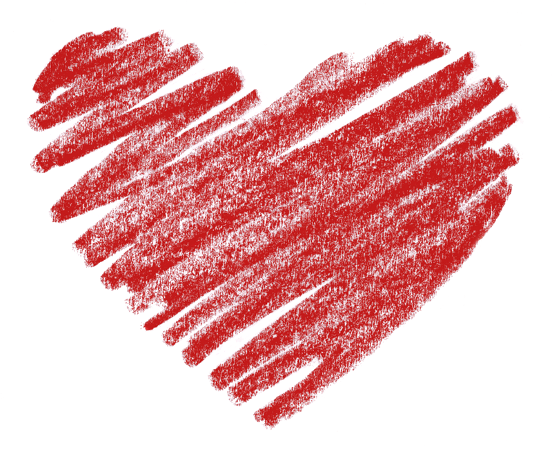 Red Crayon Heart Drawing