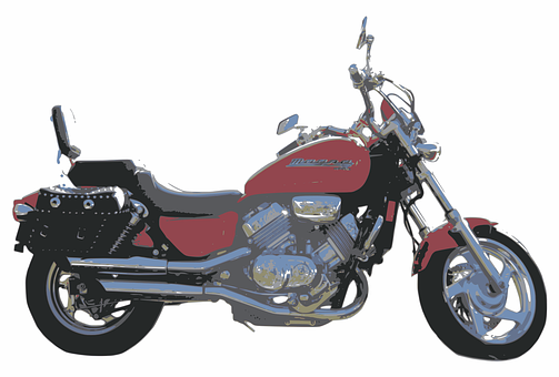 Red Cruiser Motorcycle Illustration PNG with transparent background