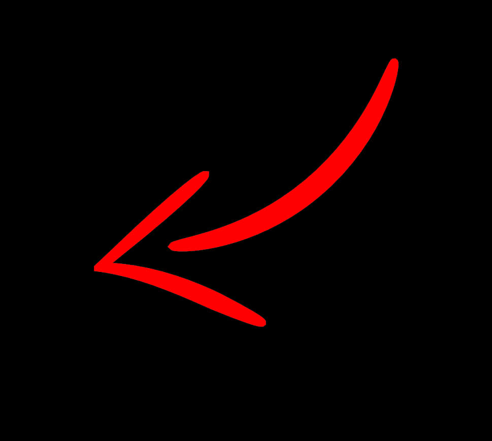 Red Curved Arrowon Black Background PNG with transparent background