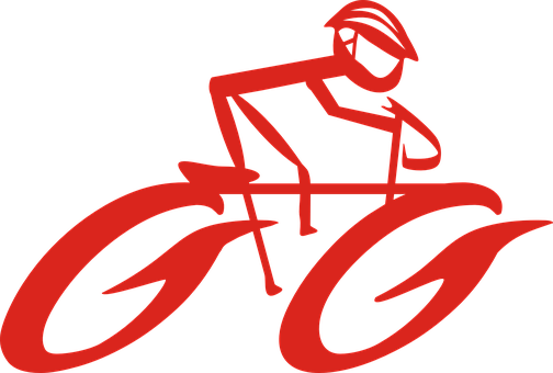 Red Cyclist Silhouette Graphic PNG with transparent background