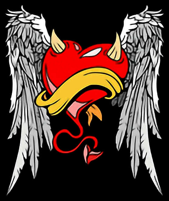 Red Devil Angel Wings Artwork PNG with transparent background