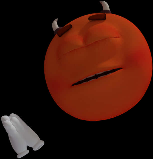 Red Devil Emojiwith Horns PNG with transparent background