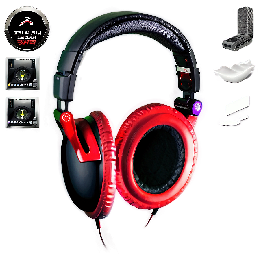 Red Dj Headphones Png 06212024