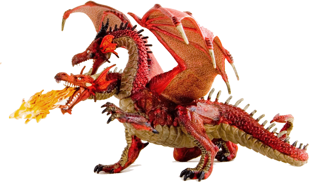 Red Dragon Breathing Fire PNG with transparent background