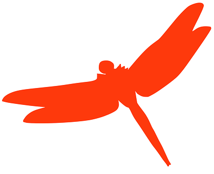 Red Dragonfly Silhouette PNG with transparent background