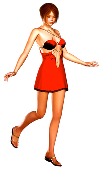 Red Dress Anime Character PNG image with a transparent background, free high-resolution download