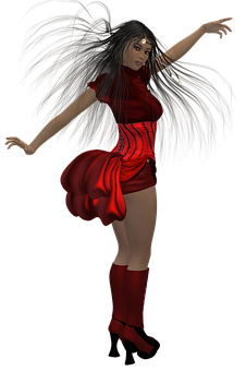 Red Dress Dancer Illustration