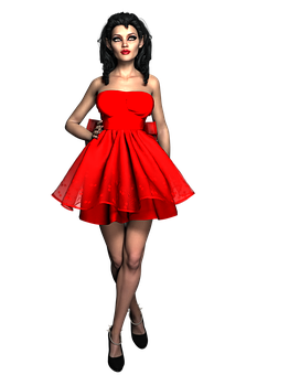 Red Dress3 D Model PNG with transparent background