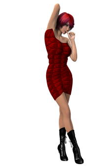 Red Dress3 D Model Pose