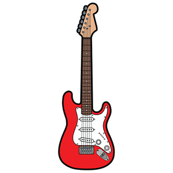 Red Electric Guitar Illustration PNG with transparent background