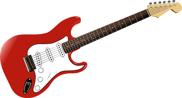 Red Electric Guitar Illustration PNG with transparent background