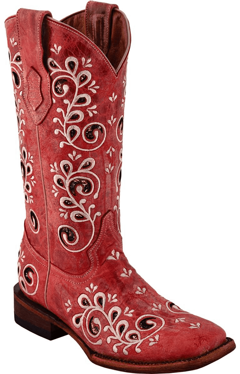 Red Embroidered Cowboy Boot