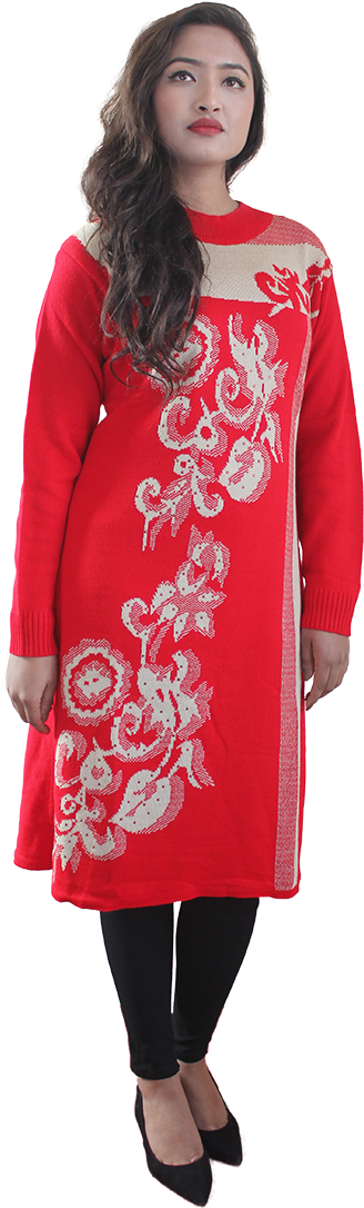 Red Embroidered Kurti Fashion