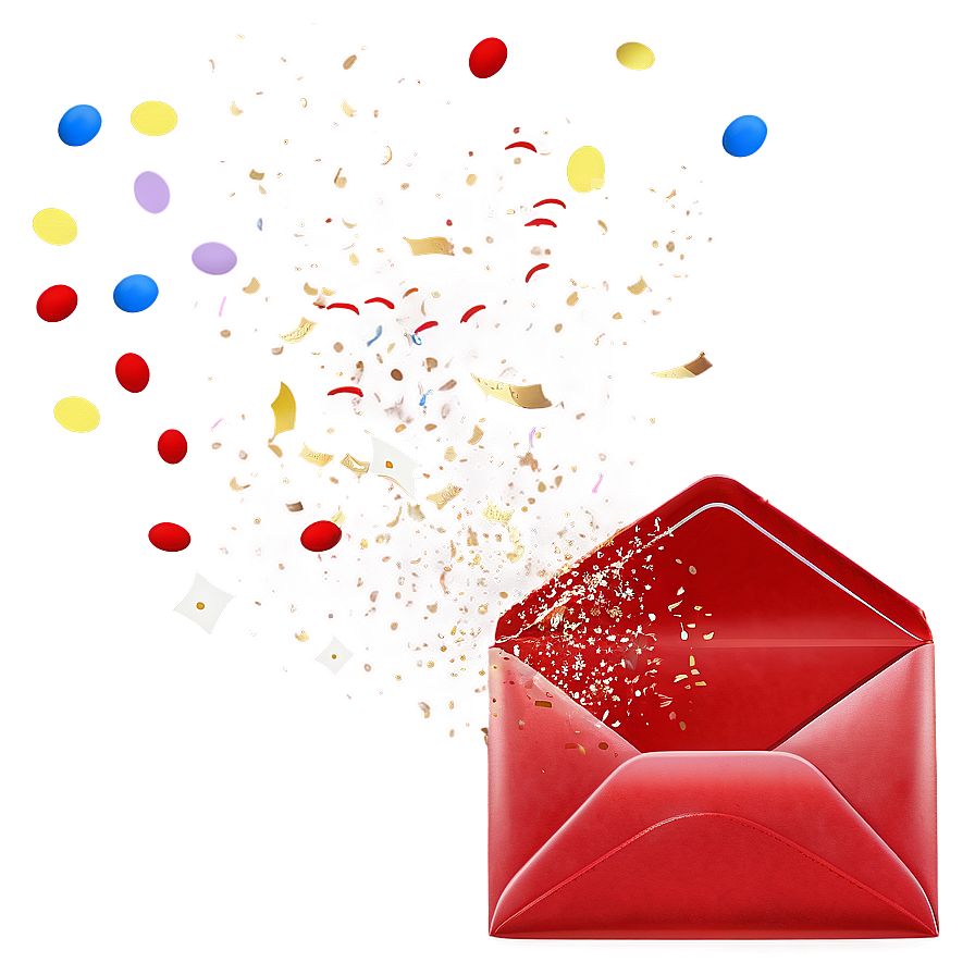 Red Envelope With Confetti Png Rxt