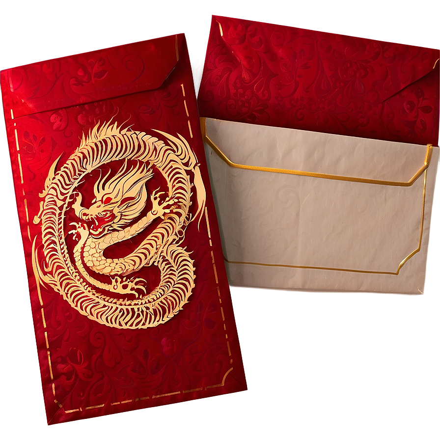 Red Envelope With Dragon Design Png Dti