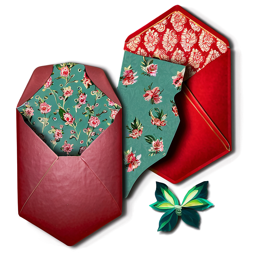 Red Envelope With Floral Pattern Png Ejq23