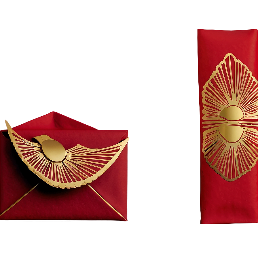 Red Envelope With Gold Design Png 06292024