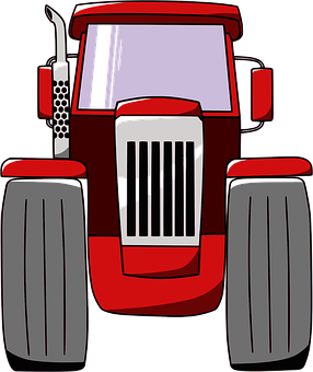 Red Farm Tractor Vector PNG with transparent background