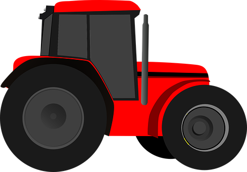 Red Farm Tractor Vector Illustration PNG with transparent background