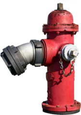 Red Fire Hydrantwith Hose Attachment PNG with transparent background