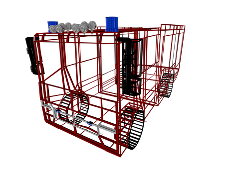 Red Fire Truck Frame3 D Model PNG with transparent background
