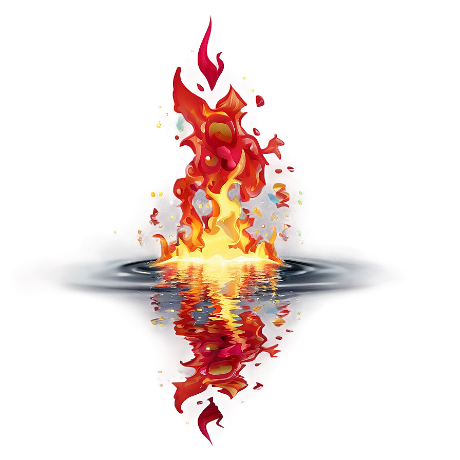 Red Fire Water Reflection Png Bhv82