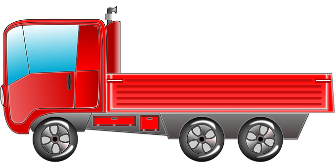 Red Flatbed Truck Illustration PNG with transparent background