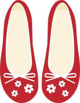 Red Flatswith White Flowers PNG with transparent background