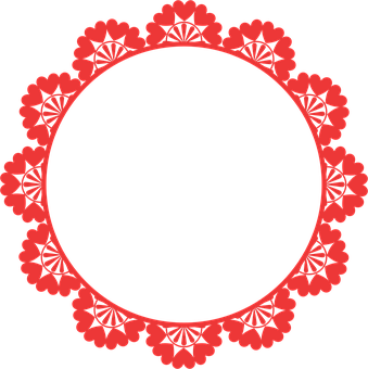 Red Floral Circle Frame Vector PNG with transparent background