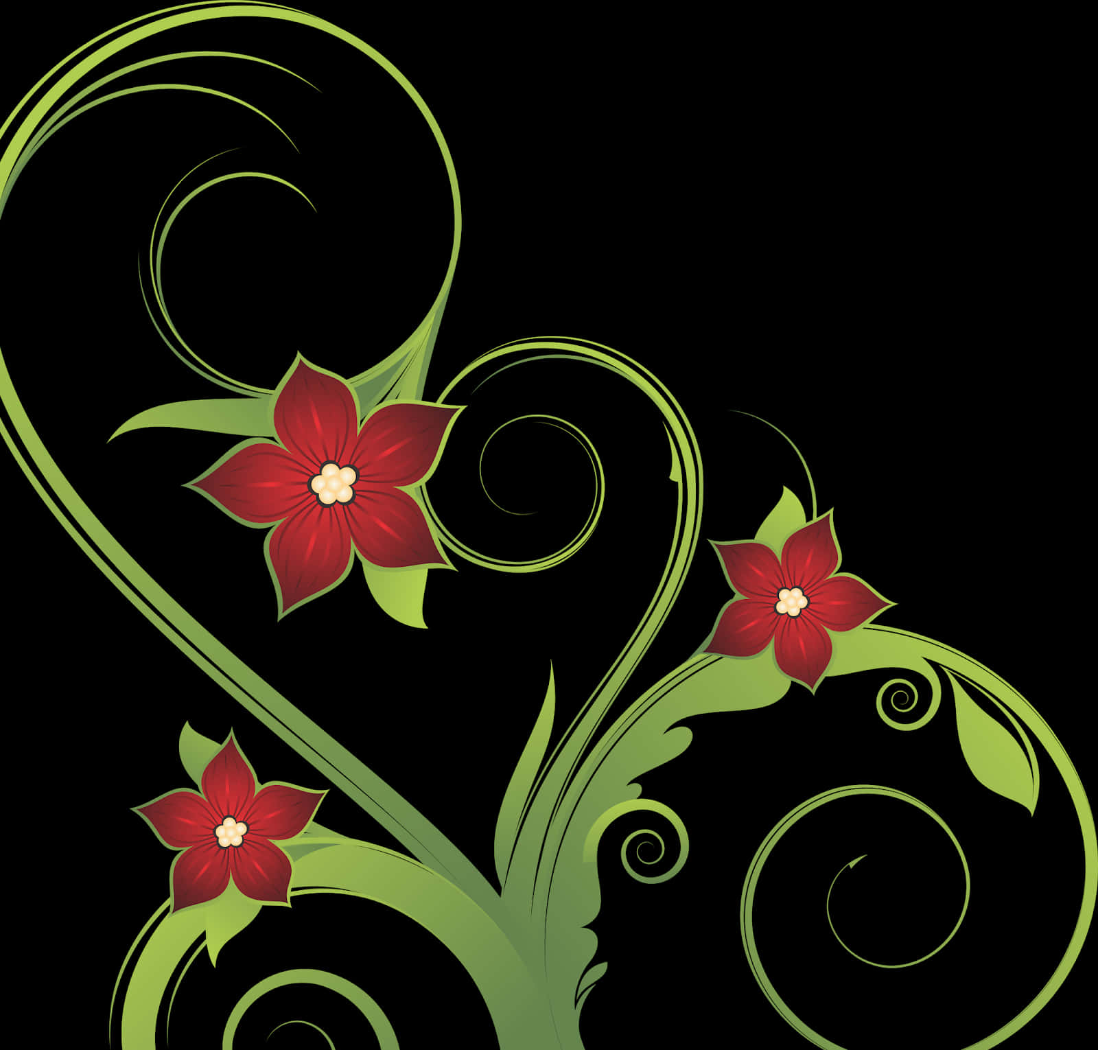 Red Floral Vector Art