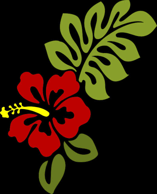 Red Floral Vector Arton Black Background