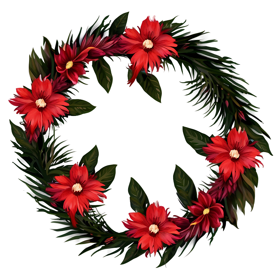 Red Floral Wreath Png Urt