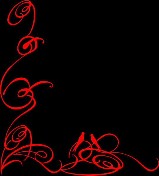 Red Flourish Decorative Line Art PNG image with a transparent background, free high-resolution download