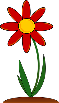Red Flower Cartoon Illustration PNG with transparent background