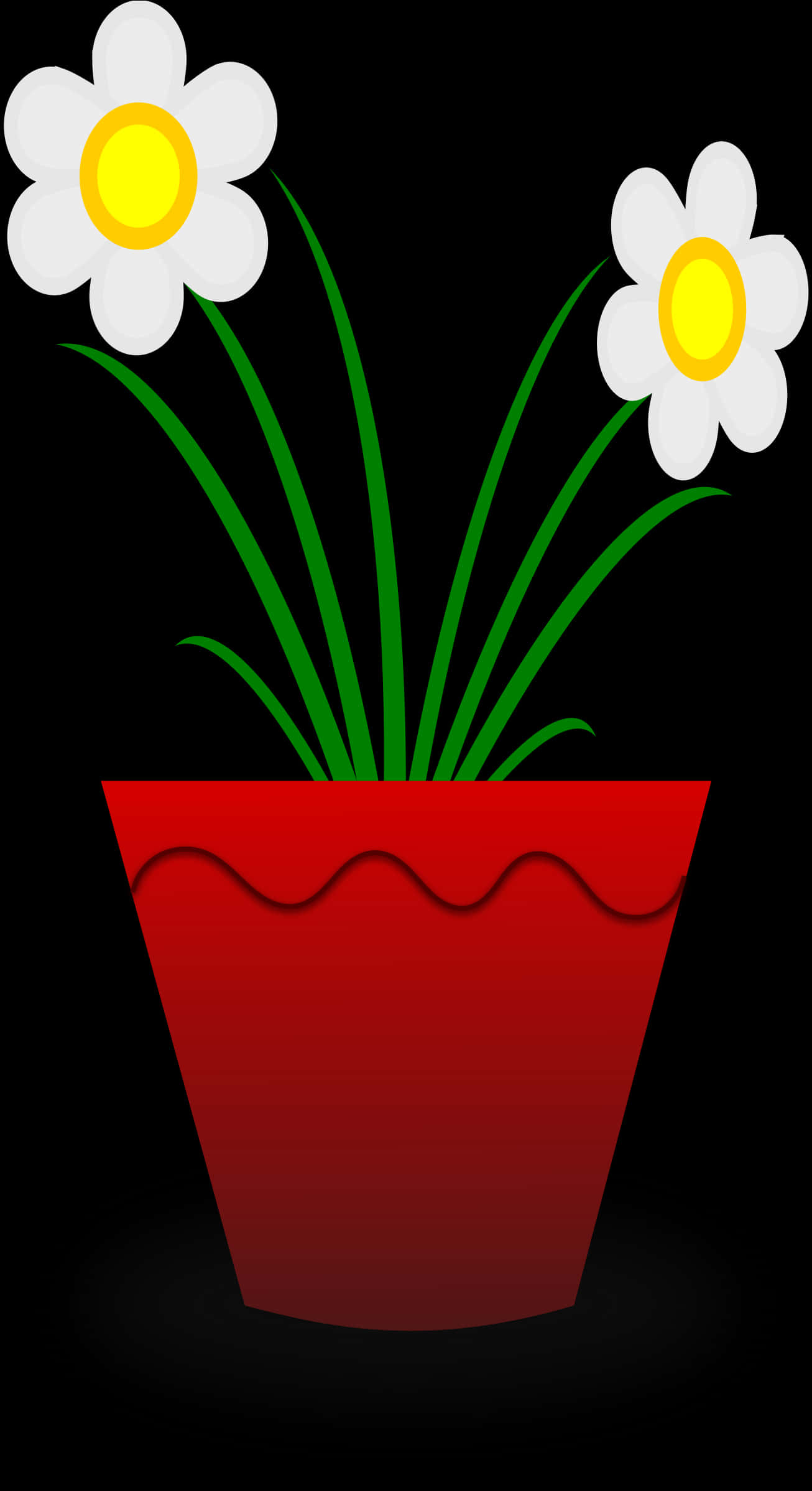 Red Flower Potwith Daisies