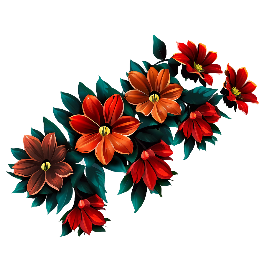 Red Flowers Border Png Hkt46