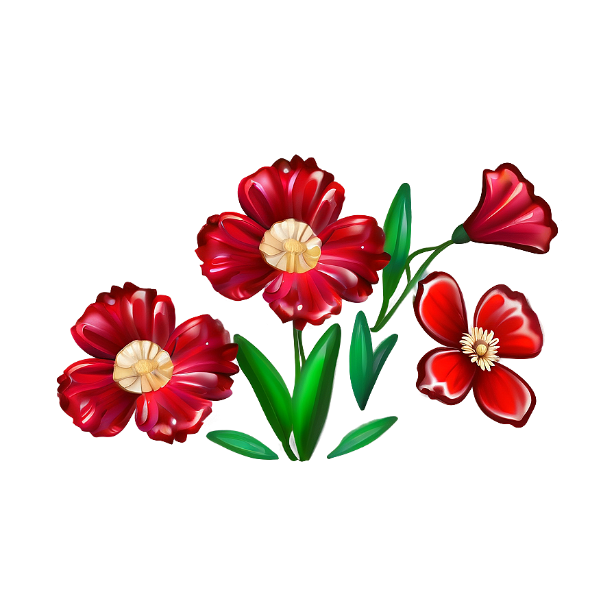 Red Flowers Decoration Png 4